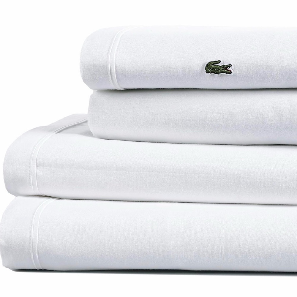 LACOSTE Classic White Bedding Sheets, King